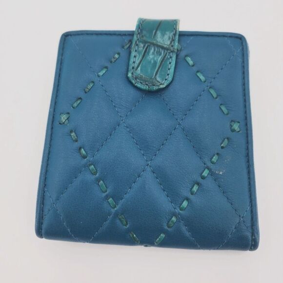 French Blue/Turquoise Brighton Ladies Quilted Pattern Bifold Wallet - Picture 1 of 6